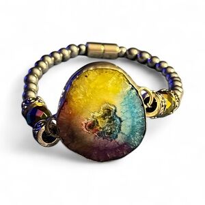 Solar Pre Loved Quartz Druzy Gemstone Magnetic Bracelet 7”